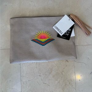 Consuela “Take Me Out” Fuzzy Clutch Metallic Gold NWT Wristlet $275 Retail